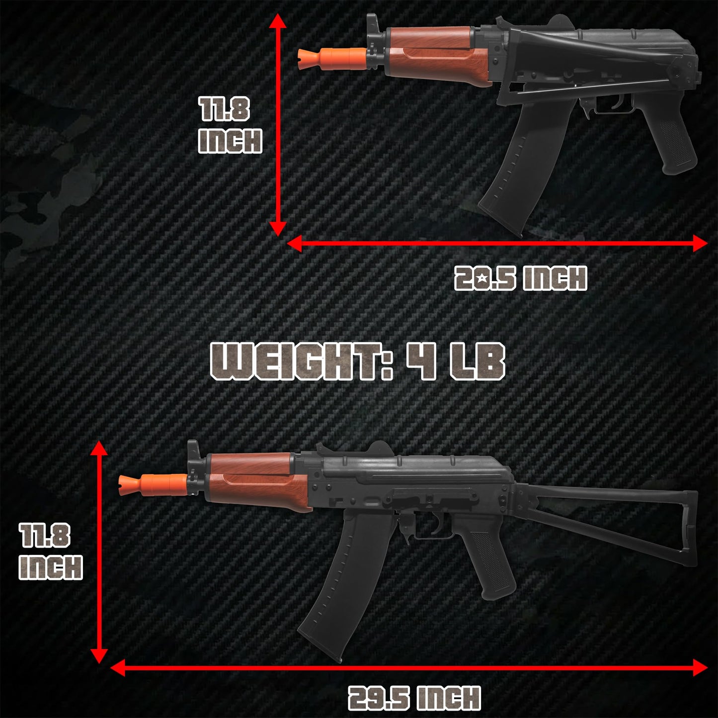 EMERBU Pro-Grade Gel Splatter Ball Blaster AKS74U – Upgraded Metal/Nylon Build, 11.1V Power
