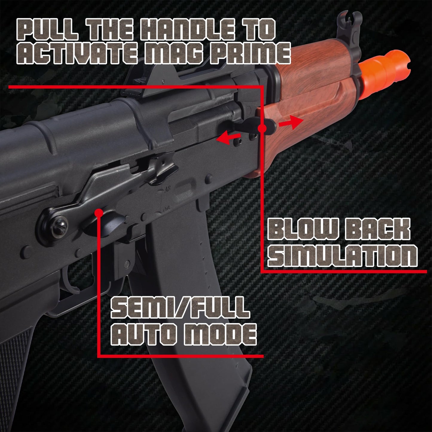 EMERBU Pro-Grade Gel Splatter Ball Blaster AKS74U – Upgraded Metal/Nylon Build, 11.1V Power