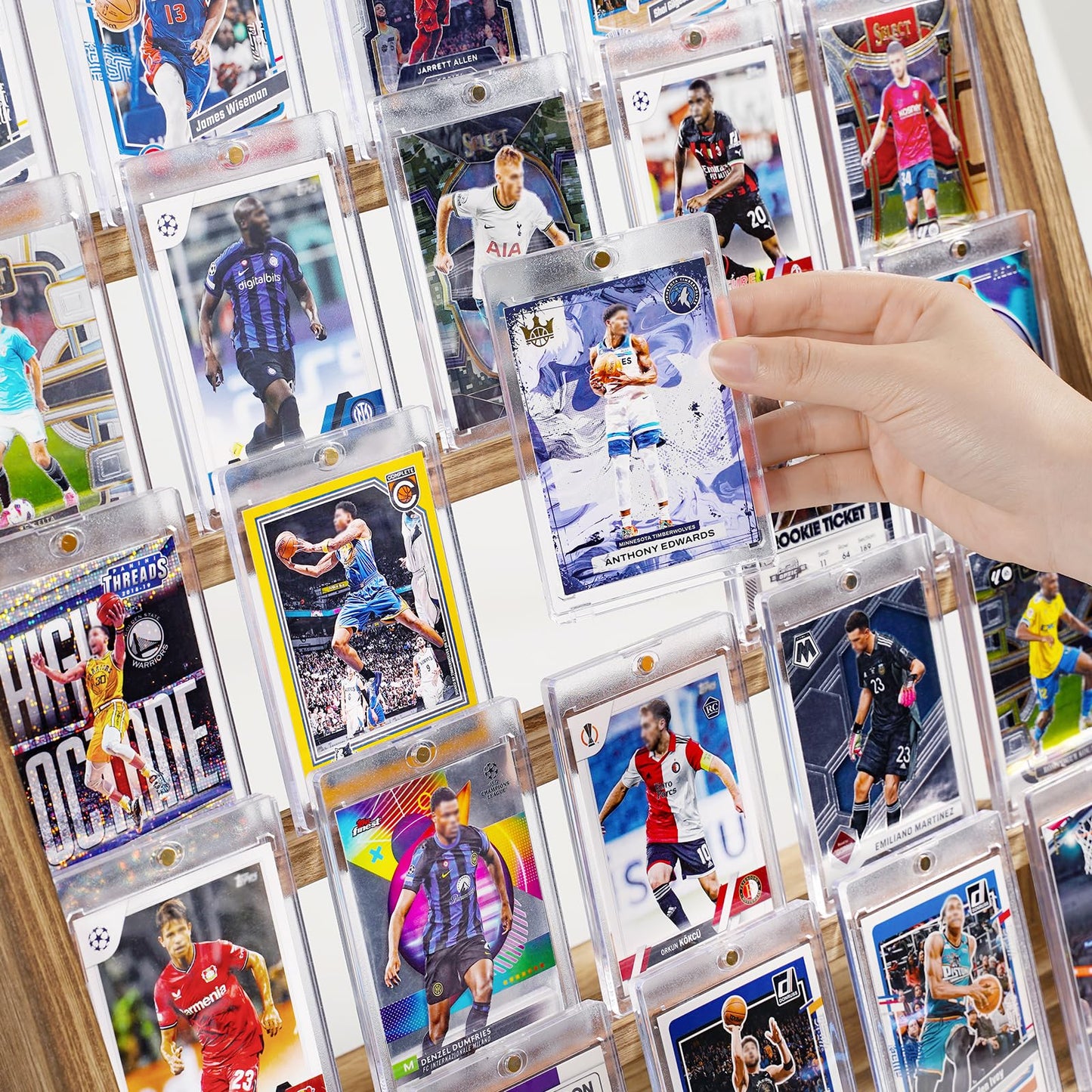 Emfogo 5-Tier Wooden Trading Card Display Stand – Holds 25 Graded Cards