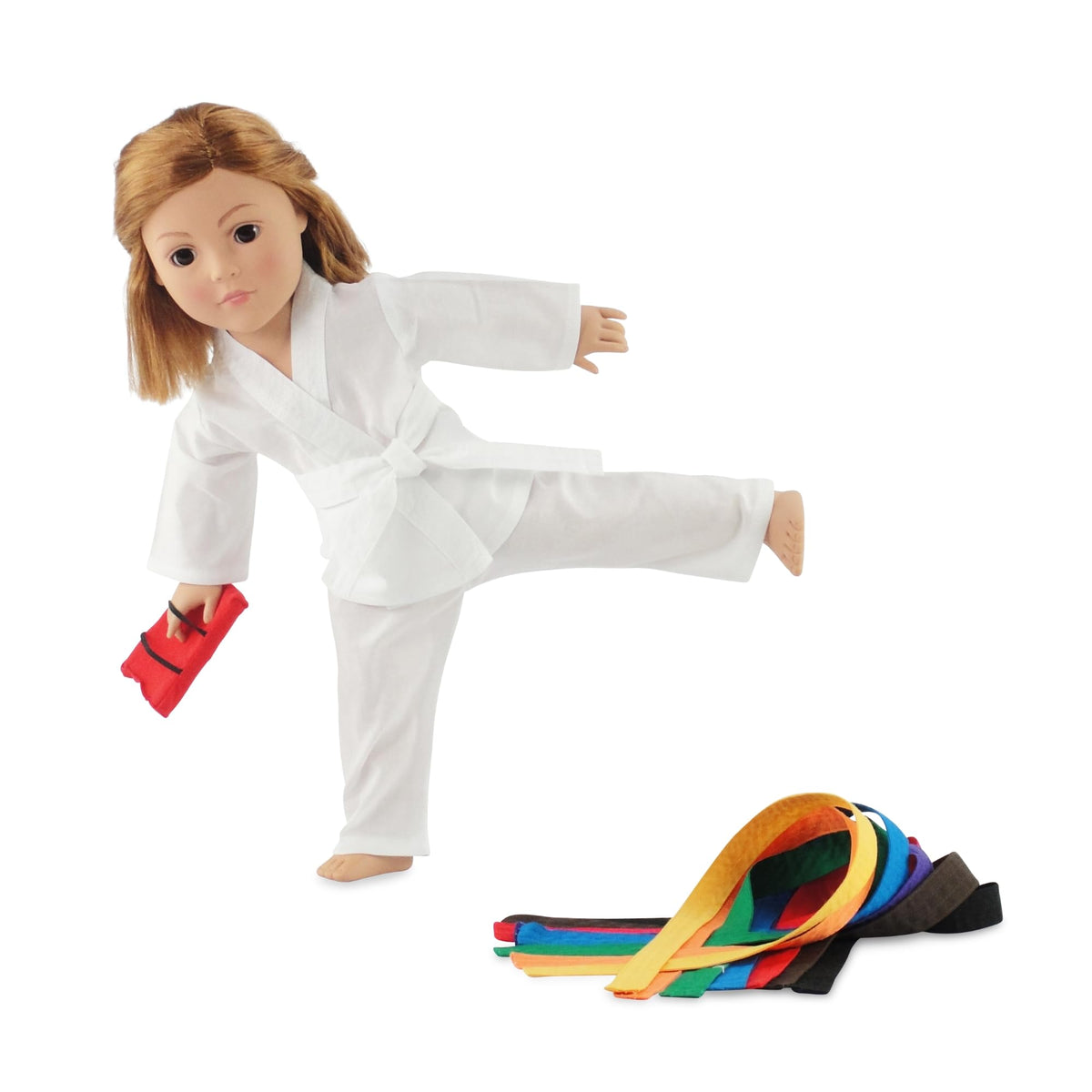 Emily Rose 18 Inch Doll Karate Outfit – 11-Piece Martial Arts Set with 9 Belts