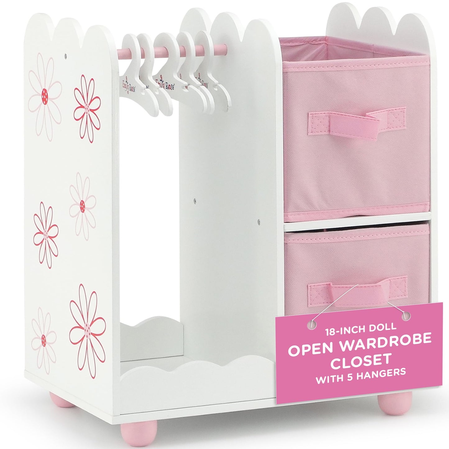 Emily Rose 18-Inch Doll Wardrobe Closet Organizer | Open Storage Armoire for American Girl Dolls