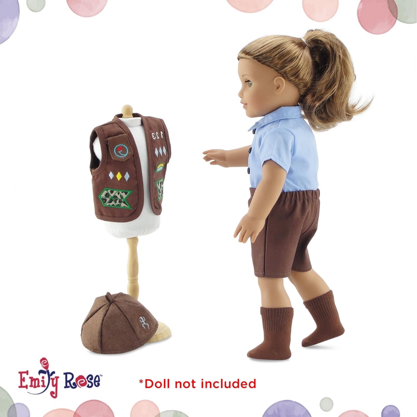 Emily Rose 18-Inch Doll Clothes – Girl Scout Brownie Uniform with Embroidered Patches | Licensed by Girl Scouts USA