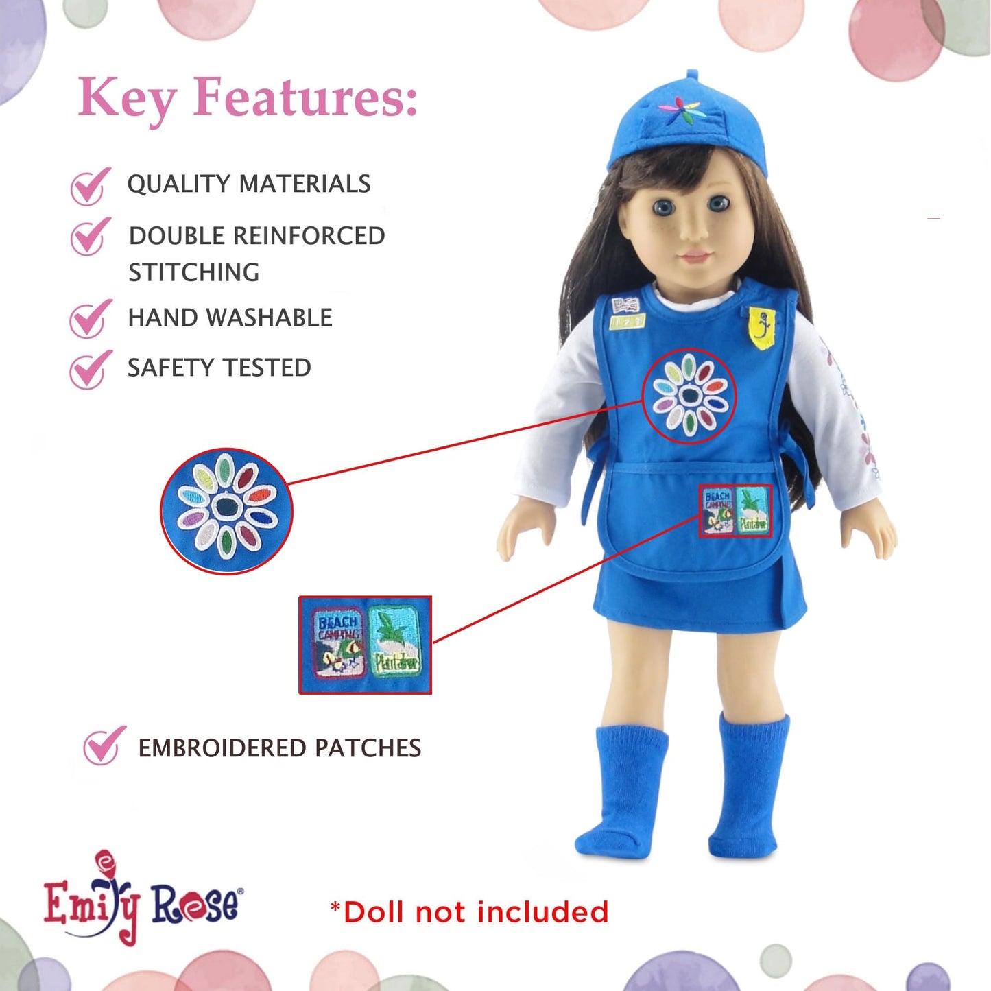 Emily Rose 18-Inch Doll Clothes: Daisy Girl Scout 5-Piece Uniform (Licensed)