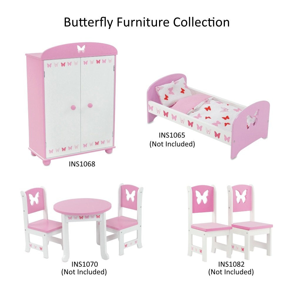 Emily Rose 18-Inch Doll Closet – Butterfly Furniture Collection – Includes 5 Hangers | USA Brand