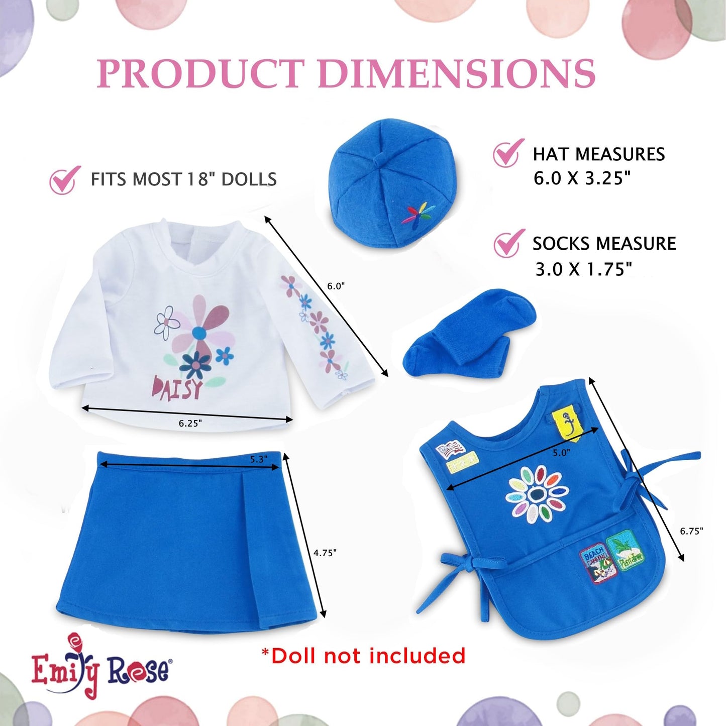 Emily Rose 18-Inch Doll Clothes: Daisy Girl Scout 5-Piece Uniform (Licensed)