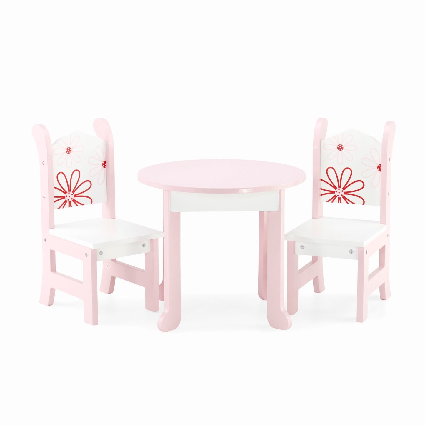 Emily Rose 18-Inch Doll Furniture: Floral Dining Table & 2 Chairs | American Girl Compatible