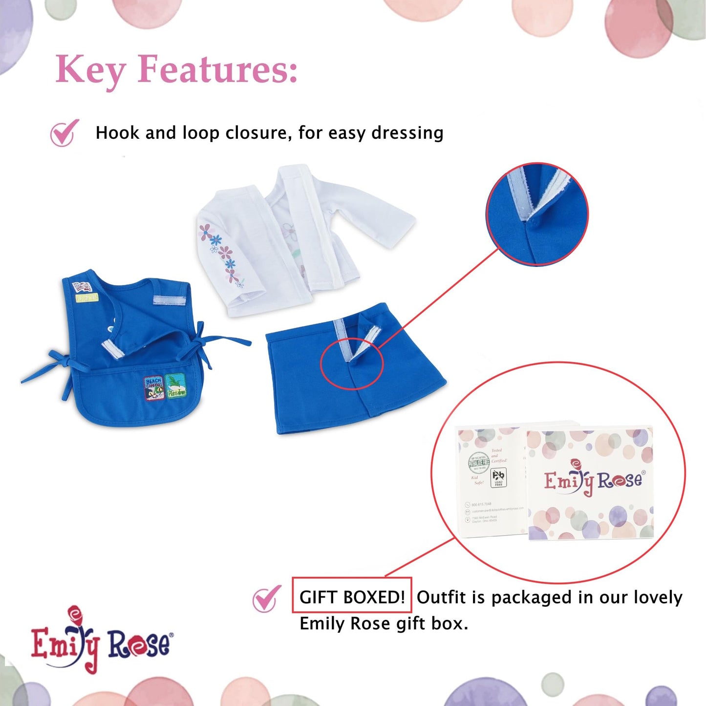 Emily Rose 18-Inch Doll Clothes: Daisy Girl Scout 5-Piece Uniform (Licensed)