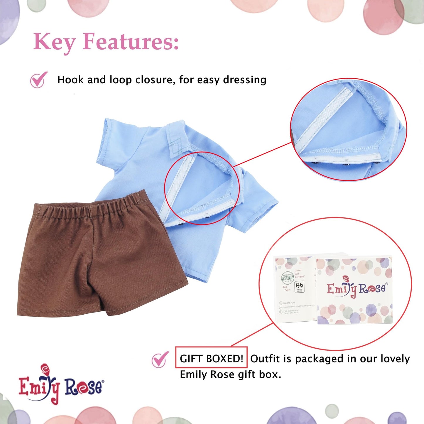 Emily Rose 18-Inch Doll Clothes – Girl Scout Brownie Uniform with Embroidered Patches | Licensed by Girl Scouts USA