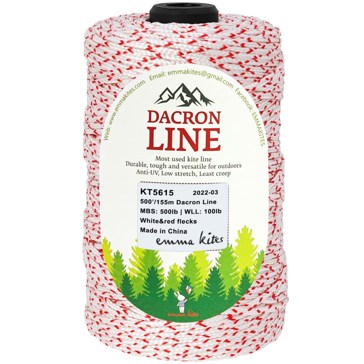 Emma Kites 500lb braided Dacron Kite Line – 500ft Spool, Heavy-Duty, Low Stretch