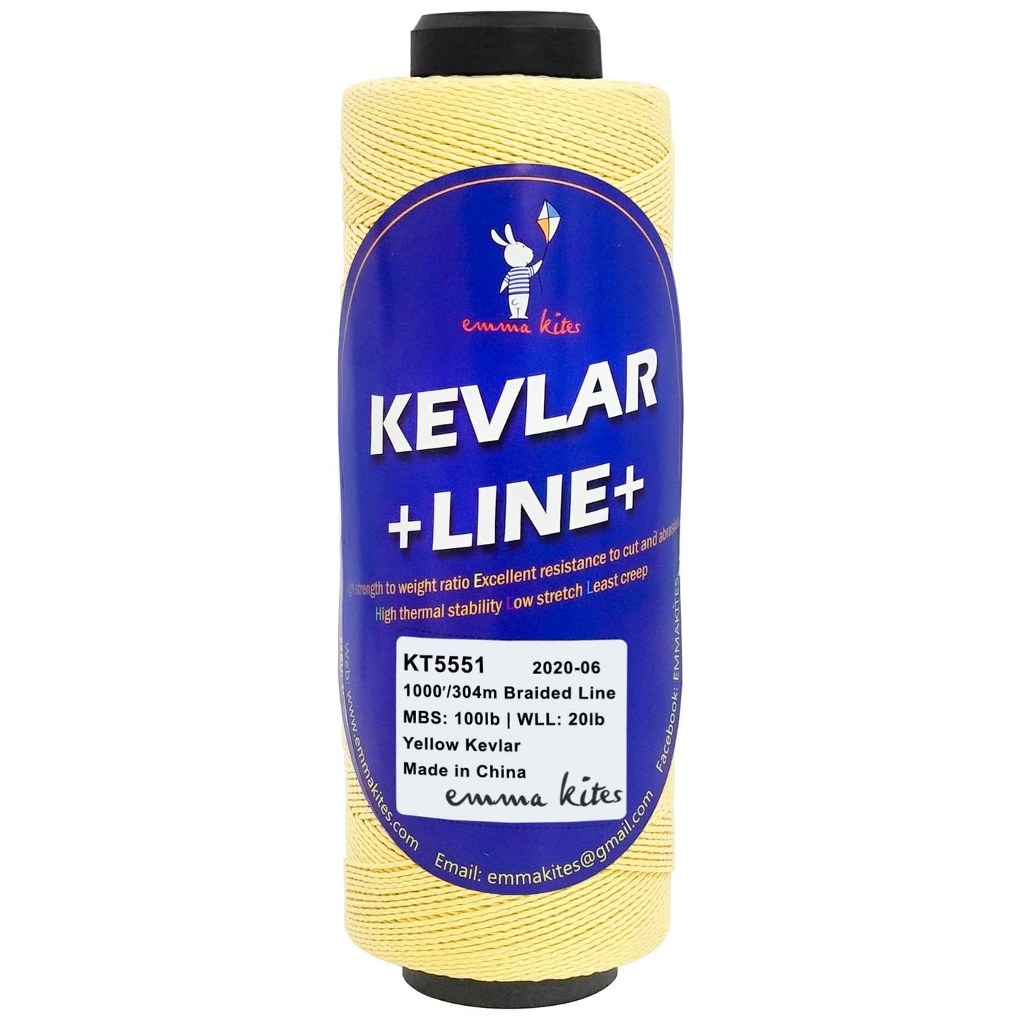 Emma Kites Kevlar Kite Line 1000ft 100lb Braided – Low Stretch, Abrasion-Resistant Cord