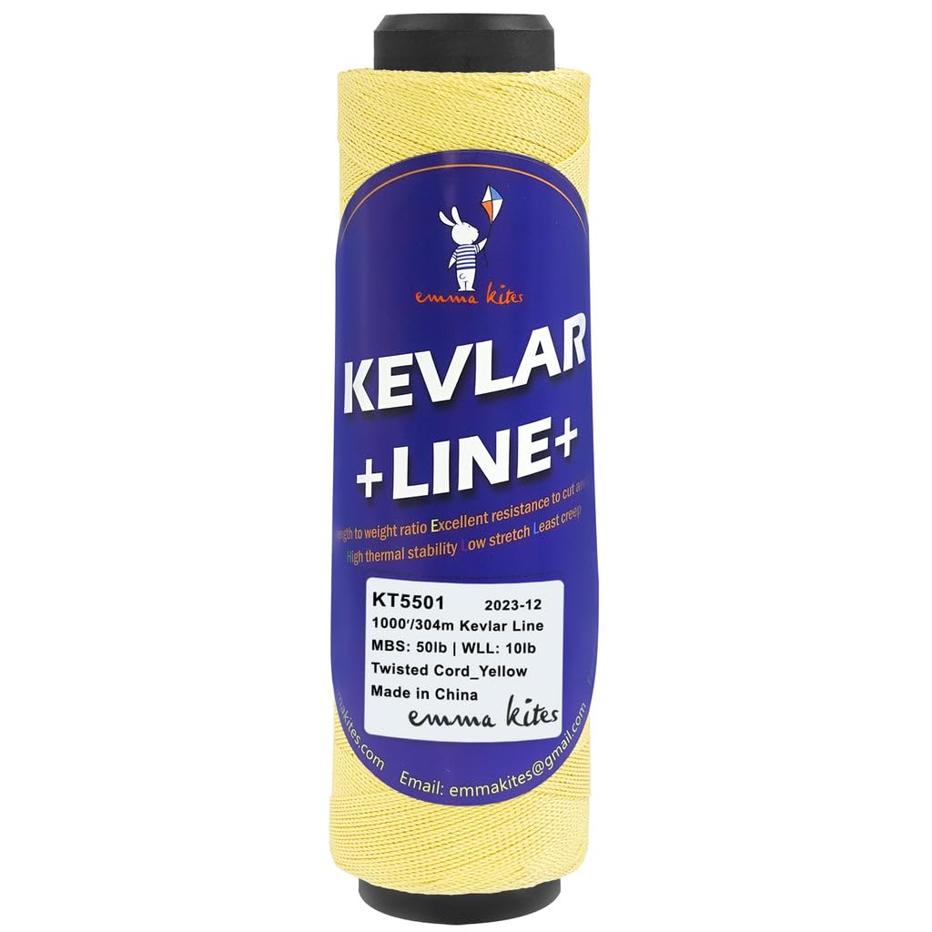 Emma Kites Kevlar Kite Line 1000ft | 80lb, Low Stretch, Abrasion-Resistant Utility Cord