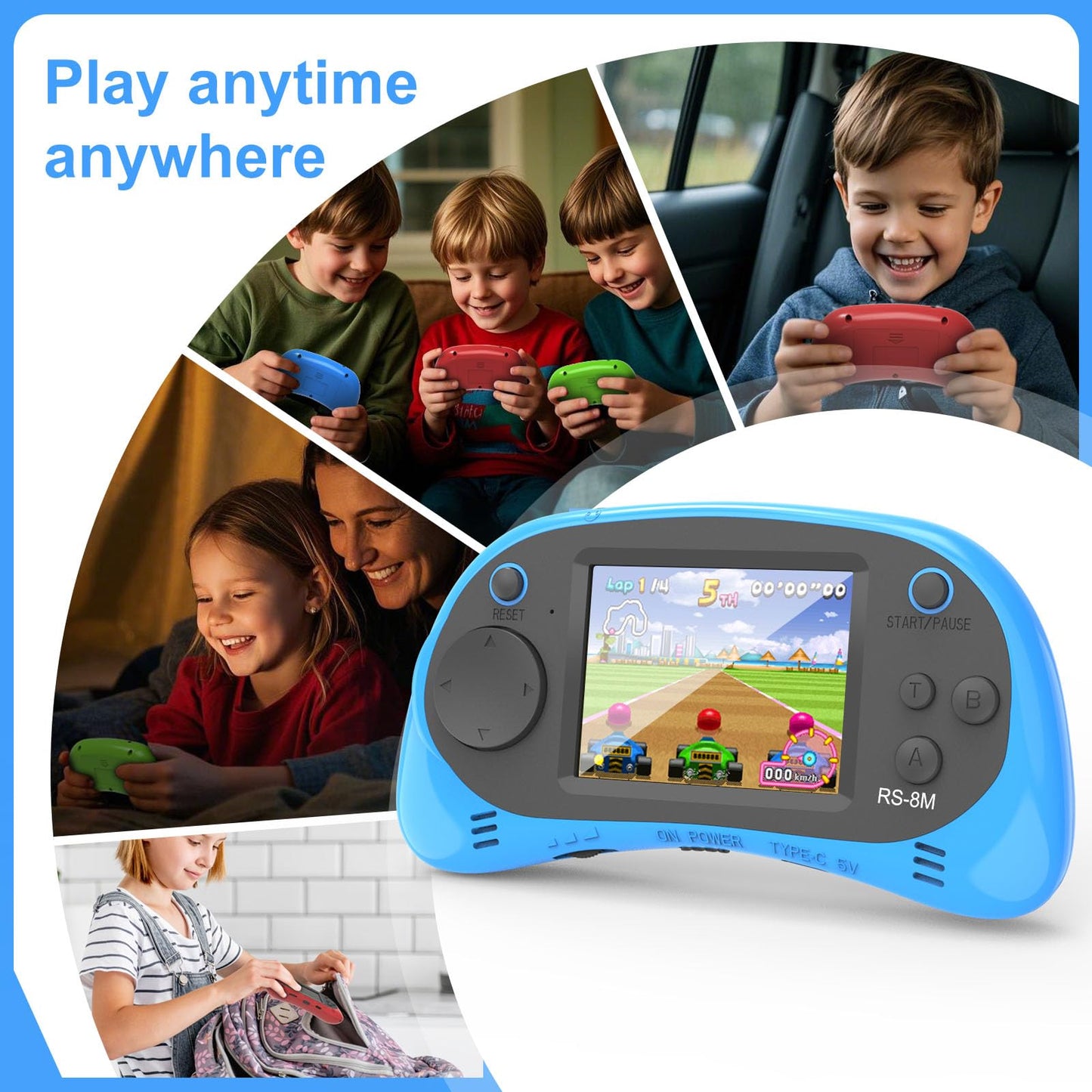 E-MODS GAMING Handheld 16-Bit Retro Console – 220 HD Games, 2.5-Inch IPS, Portable Travel Gift