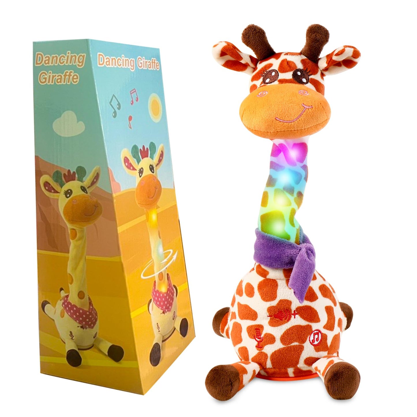 Emoin Dancing Talking Giraffe Toy for Baby & Toddler – 15s Recording, Adjustable Volume, 10 Songs