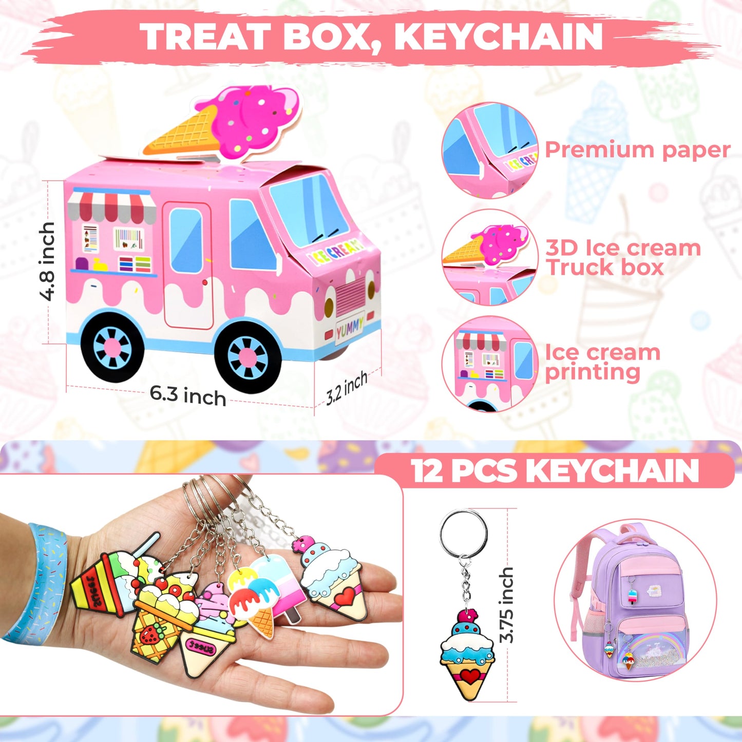 Empire Party Supply Ice Cream Party Favors — 72 Pc Set with Slap Bracelets & More