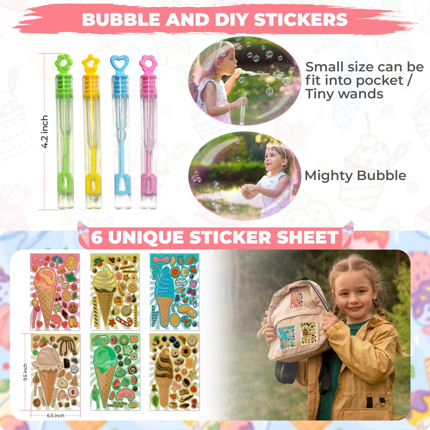Empire Party Supply Ice Cream Party Favors — 72 Pc Set with Slap Bracelets & More