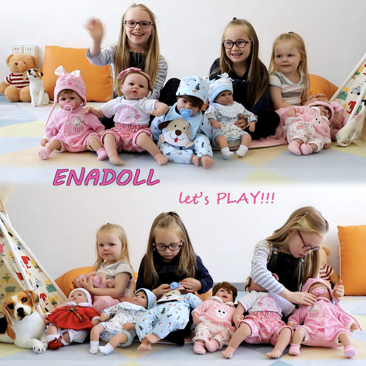 ENADOLL Reborn Baby Doll - Realistic Silicone Vinyl Polka Dot Giraffe, 16-Inch Weighted Gift Set