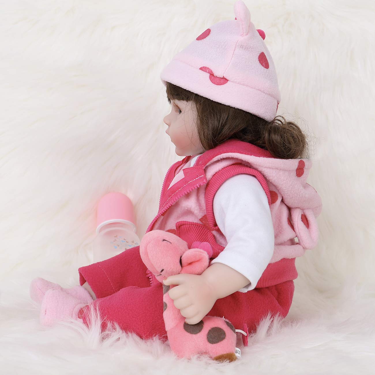 ENADOLL Reborn Baby Doll - Realistic Silicone Vinyl Polka Dot Giraffe, 16-Inch Weighted Gift Set