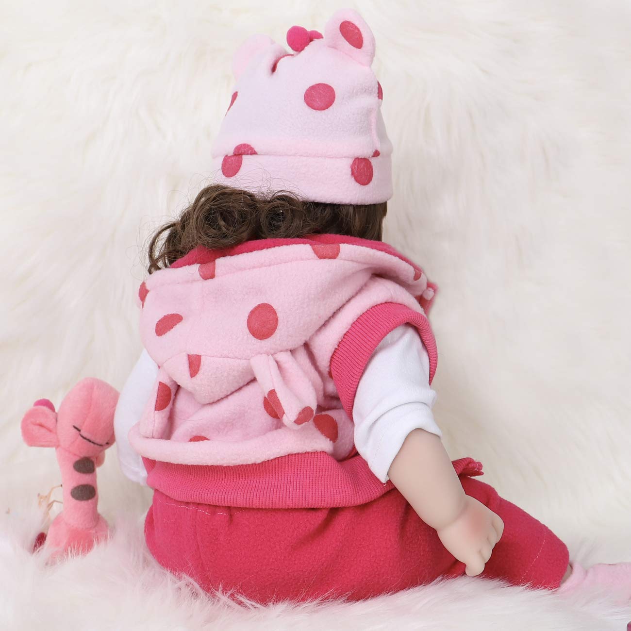ENADOLL Reborn Baby Doll - Realistic Silicone Vinyl Polka Dot Giraffe, 16-Inch Weighted Gift Set