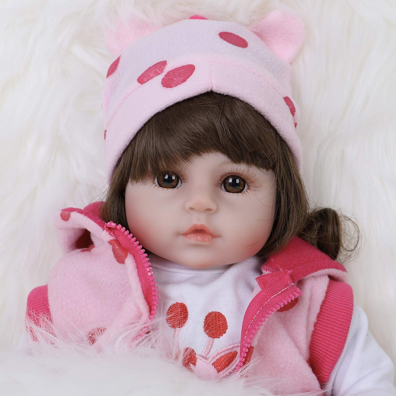 ENADOLL Reborn Baby Doll - Realistic Silicone Vinyl Polka Dot Giraffe, 16-Inch Weighted Gift Set