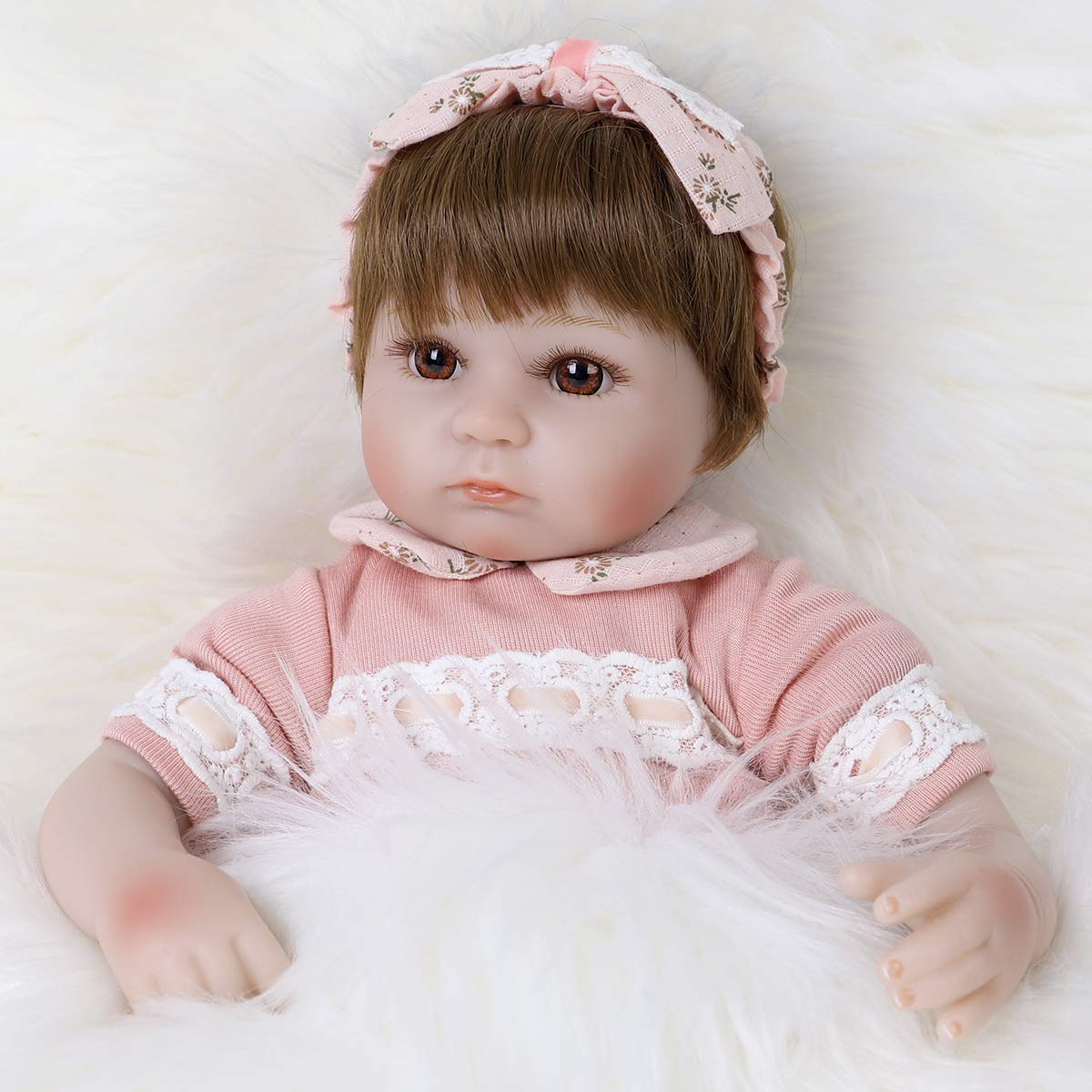 ENADOLL Reborn Baby Doll – 16" Realistic Silicone Vinyl with Weighted Body + Headband Gift Set for Ages 3+