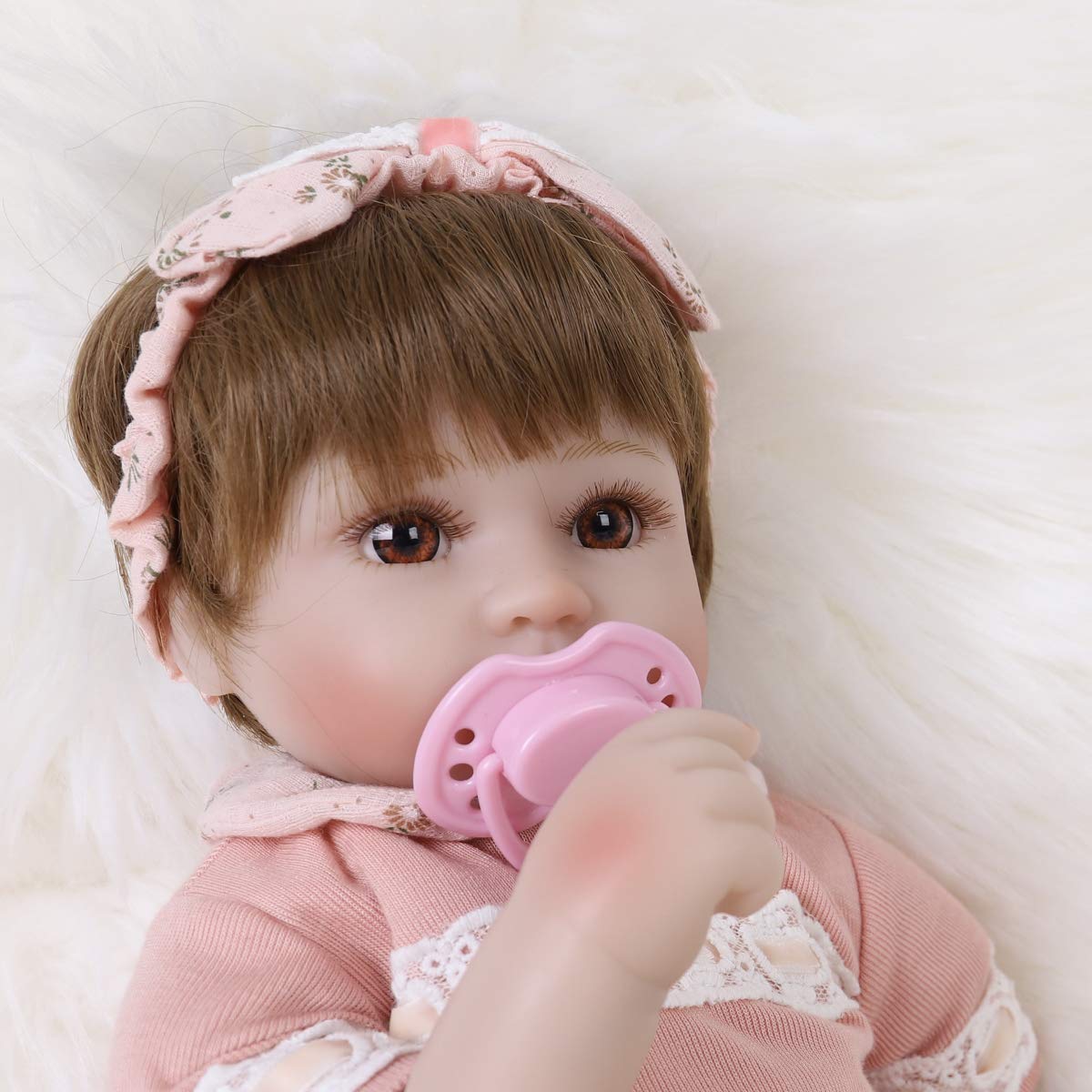 ENADOLL Reborn Baby Doll – 16" Realistic Silicone Vinyl with Weighted Body + Headband Gift Set for Ages 3+