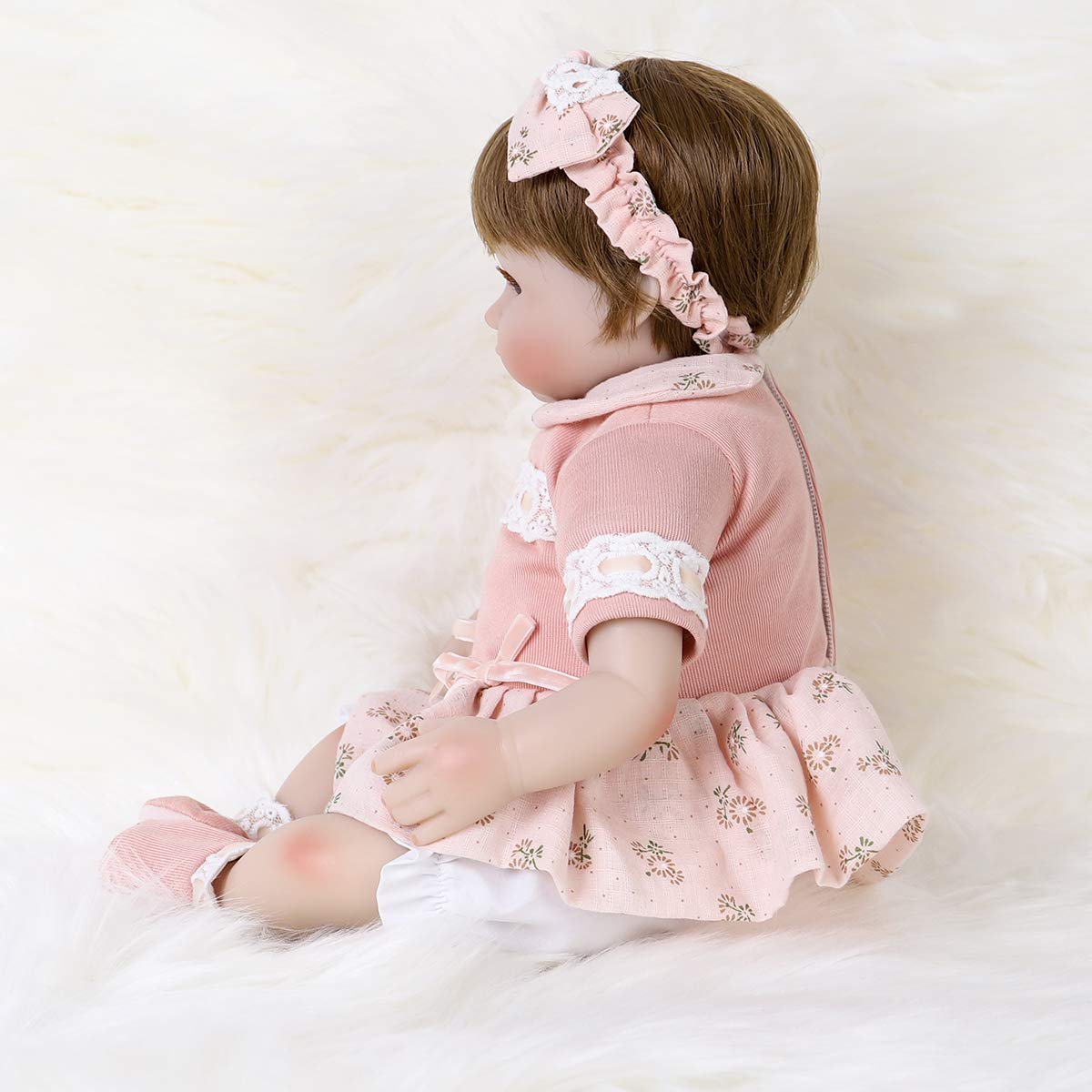 ENADOLL Reborn Baby Doll – 16" Realistic Silicone Vinyl with Weighted Body + Headband Gift Set for Ages 3+