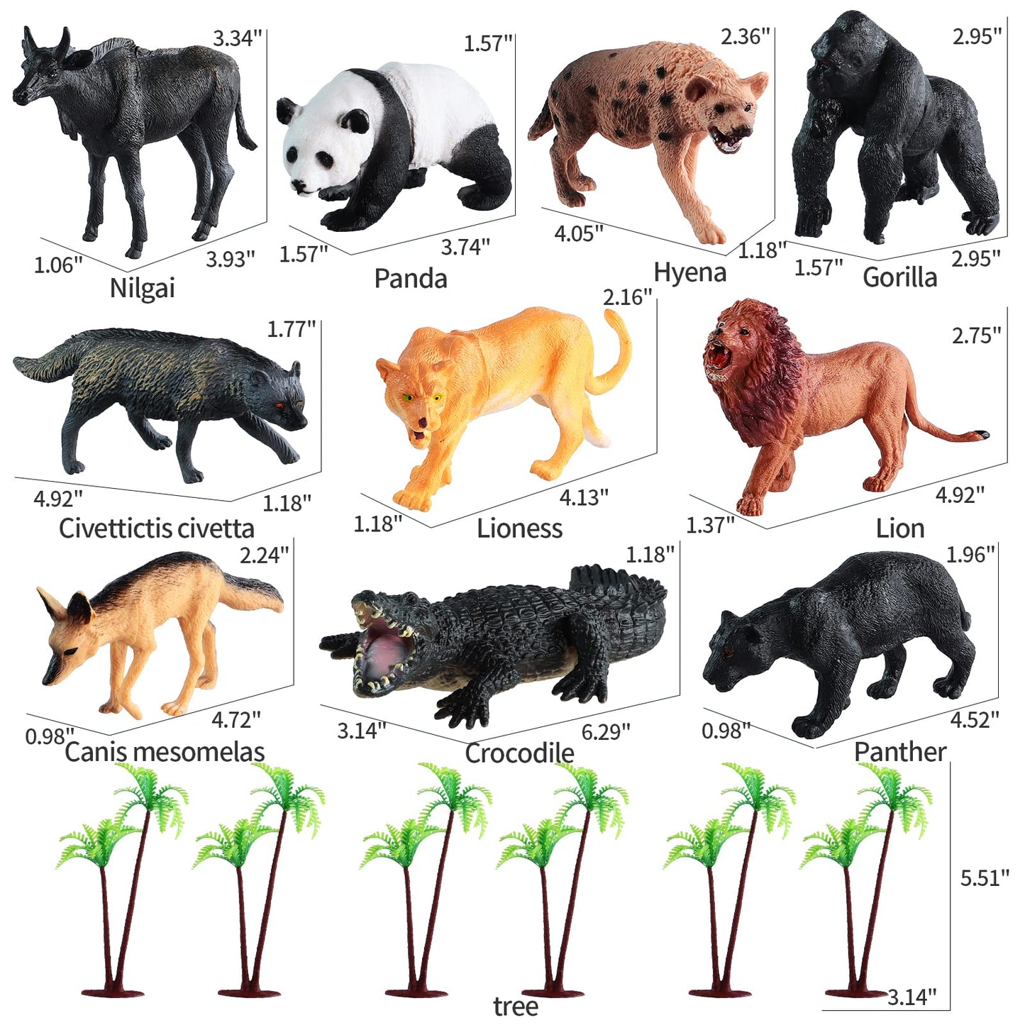 EnAuRoL 31 Pcs Safari Animals Figures Set for Kids 3+ | Realistic Jungle Playset