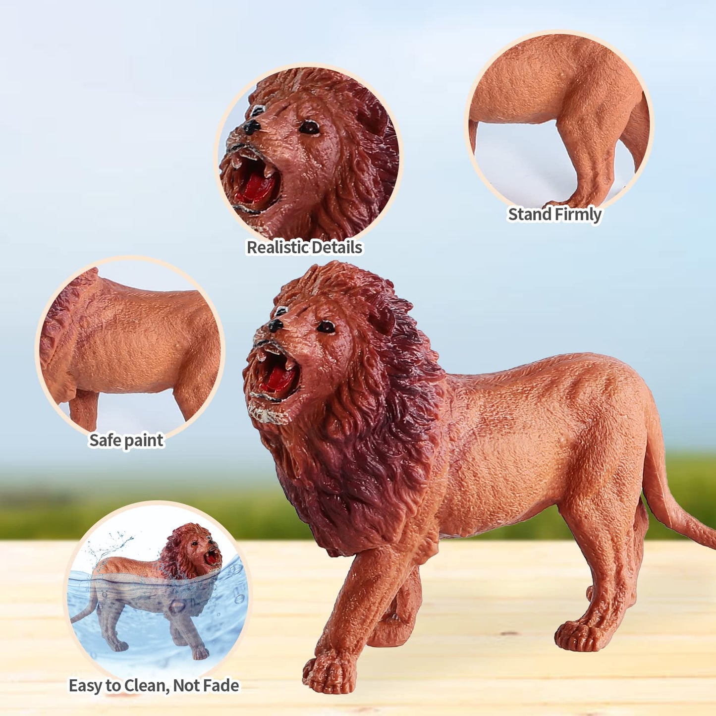 EnAuRoL 31 Pcs Safari Animals Figures Set for Kids 3+ | Realistic Jungle Playset