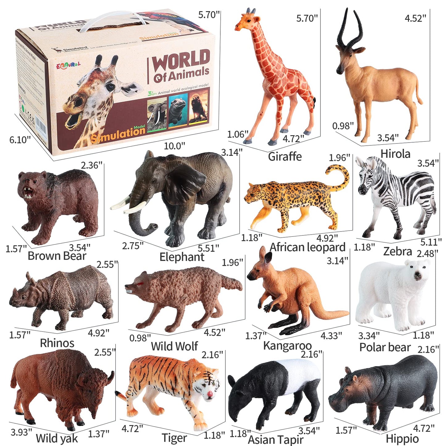 EnAuRoL 31 Pcs Safari Animals Figures Set for Kids 3+ | Realistic Jungle Playset