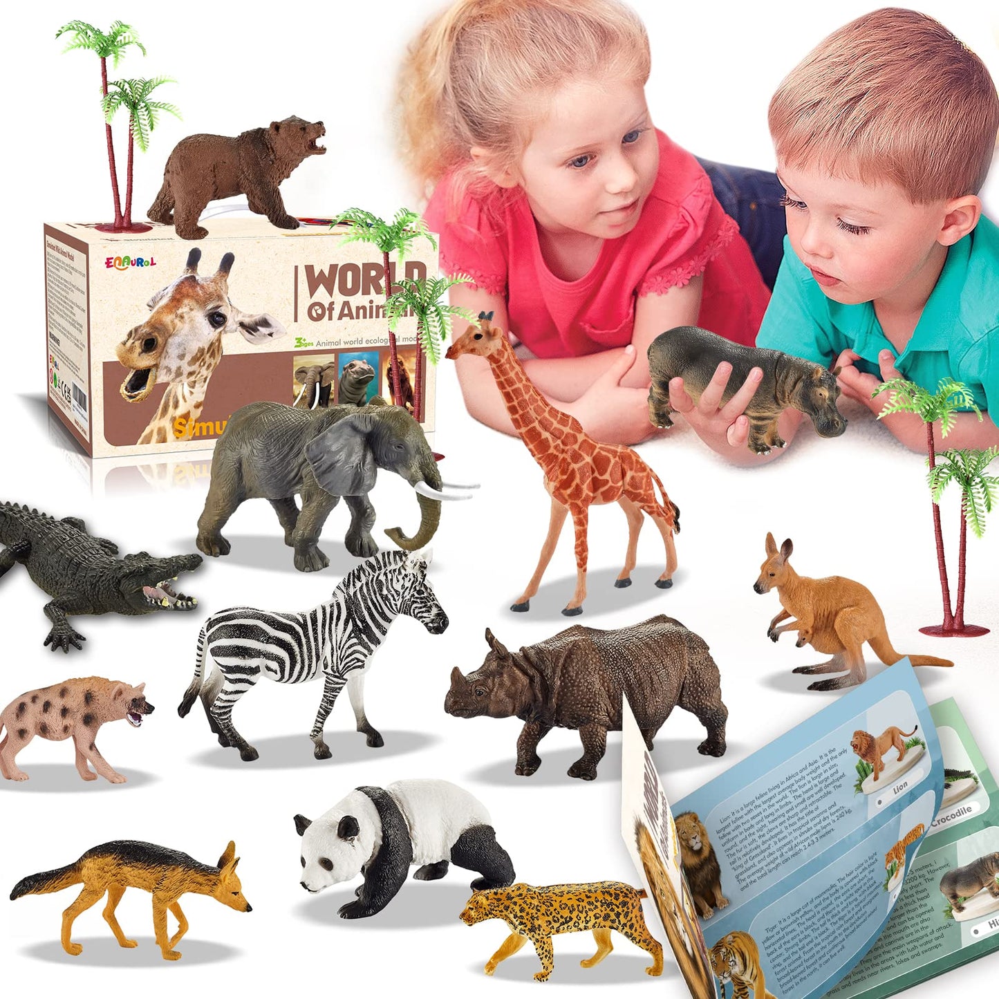EnAuRoL 31 Pcs Safari Animals Figures Set for Kids 3+ | Realistic Jungle Playset