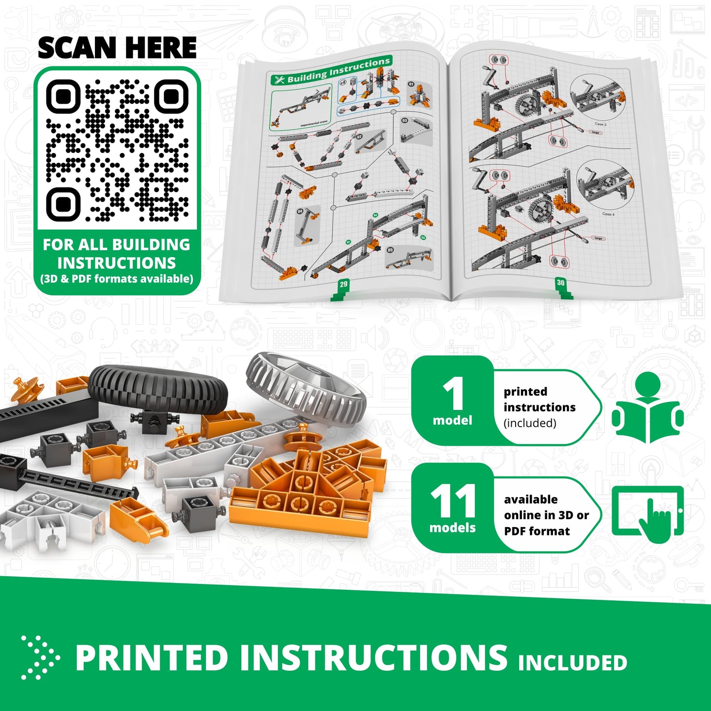 Engino STEM Toys: Gears & Worm Drives Building Kit for Kids 9+ | 12 Models