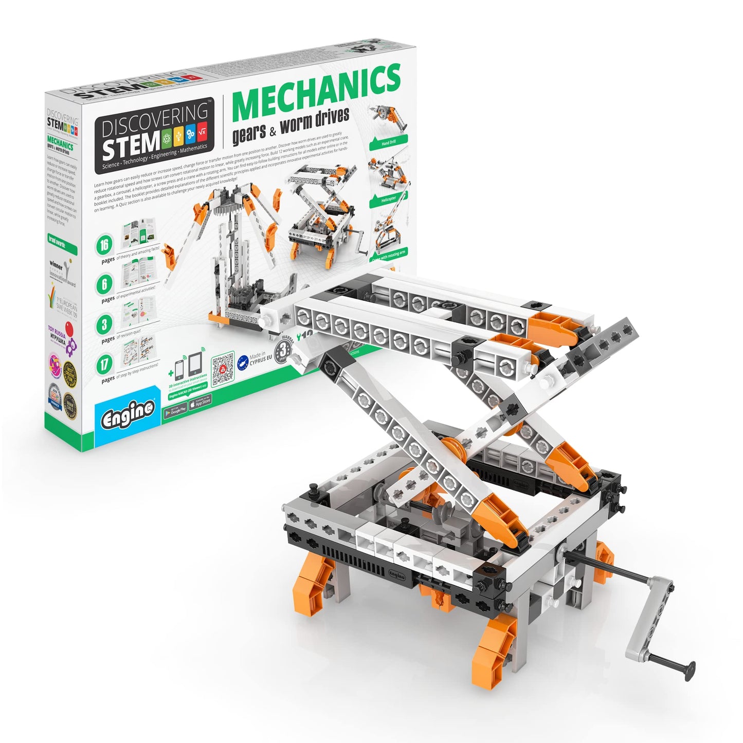 Engino STEM Toys: Gears & Worm Drives Building Kit for Kids 9+ | 12 Models