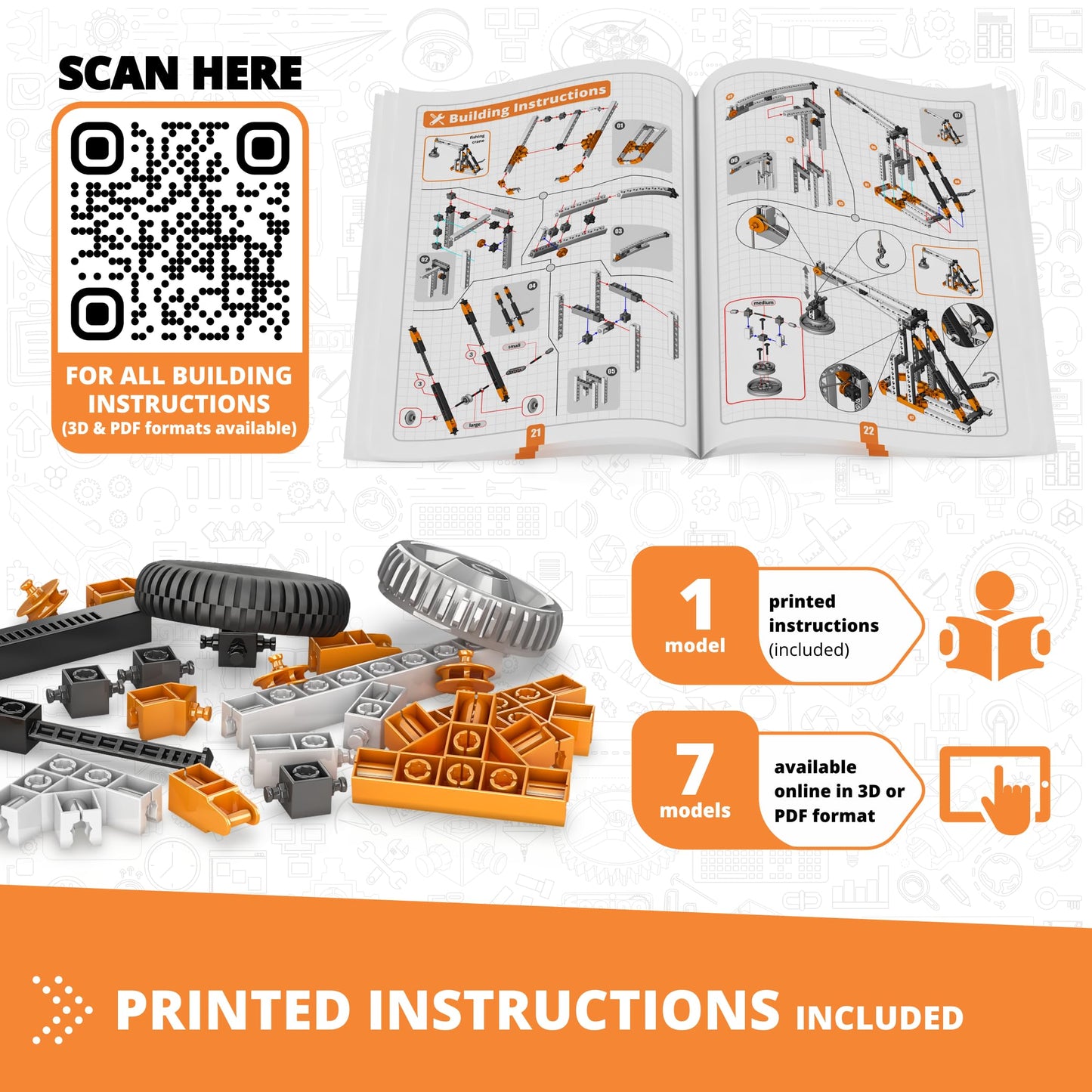 Engino STEM Toys: Mechanics Cams & Cranks Engineering Kit for Kids 9+ (8 Models)