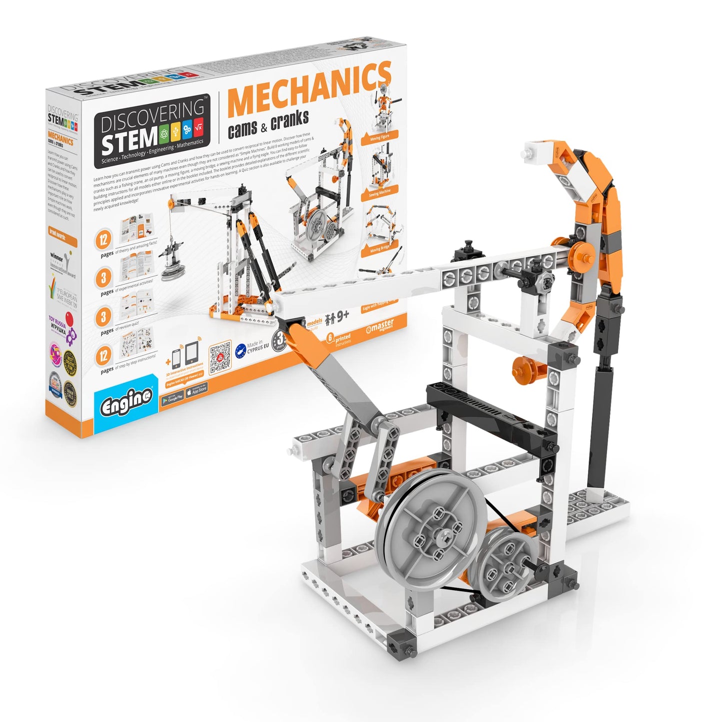 Engino STEM Toys: Mechanics Cams & Cranks Engineering Kit for Kids 9+ (8 Models)