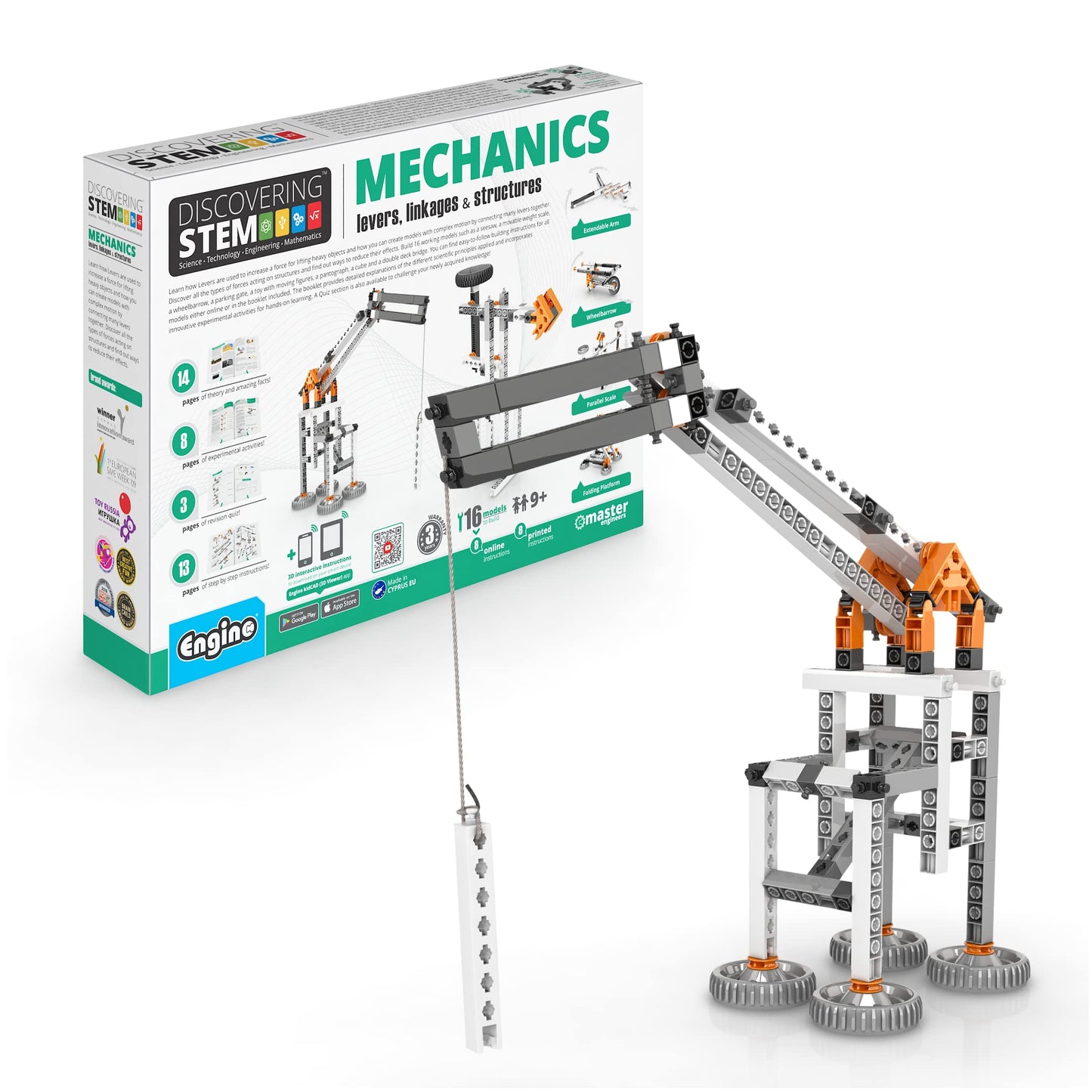 Engino Mechanics STEM Kit: Levers, Linkages & Structures (16 Models) for Kids 9+