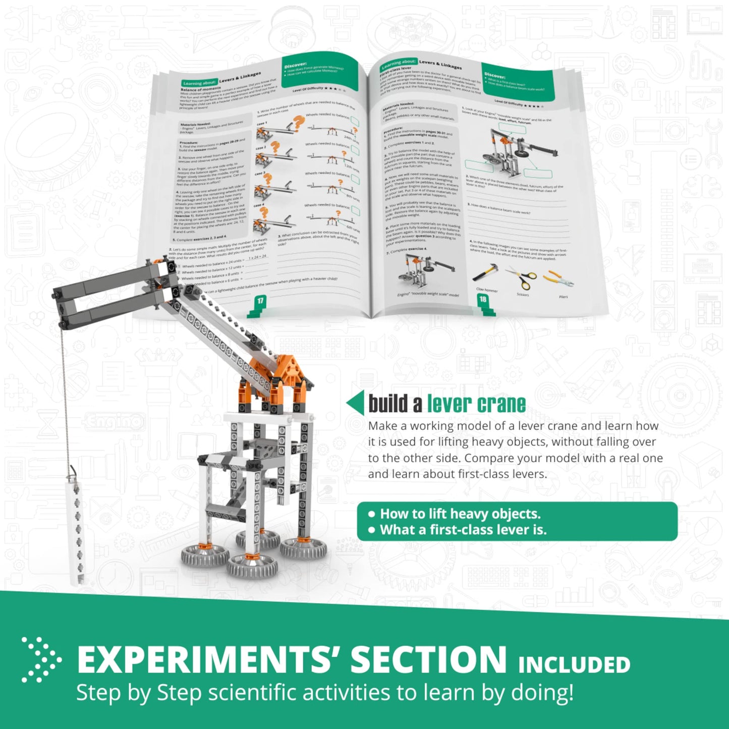 Engino Mechanics STEM Kit: Levers, Linkages & Structures (16 Models) for Kids 9+