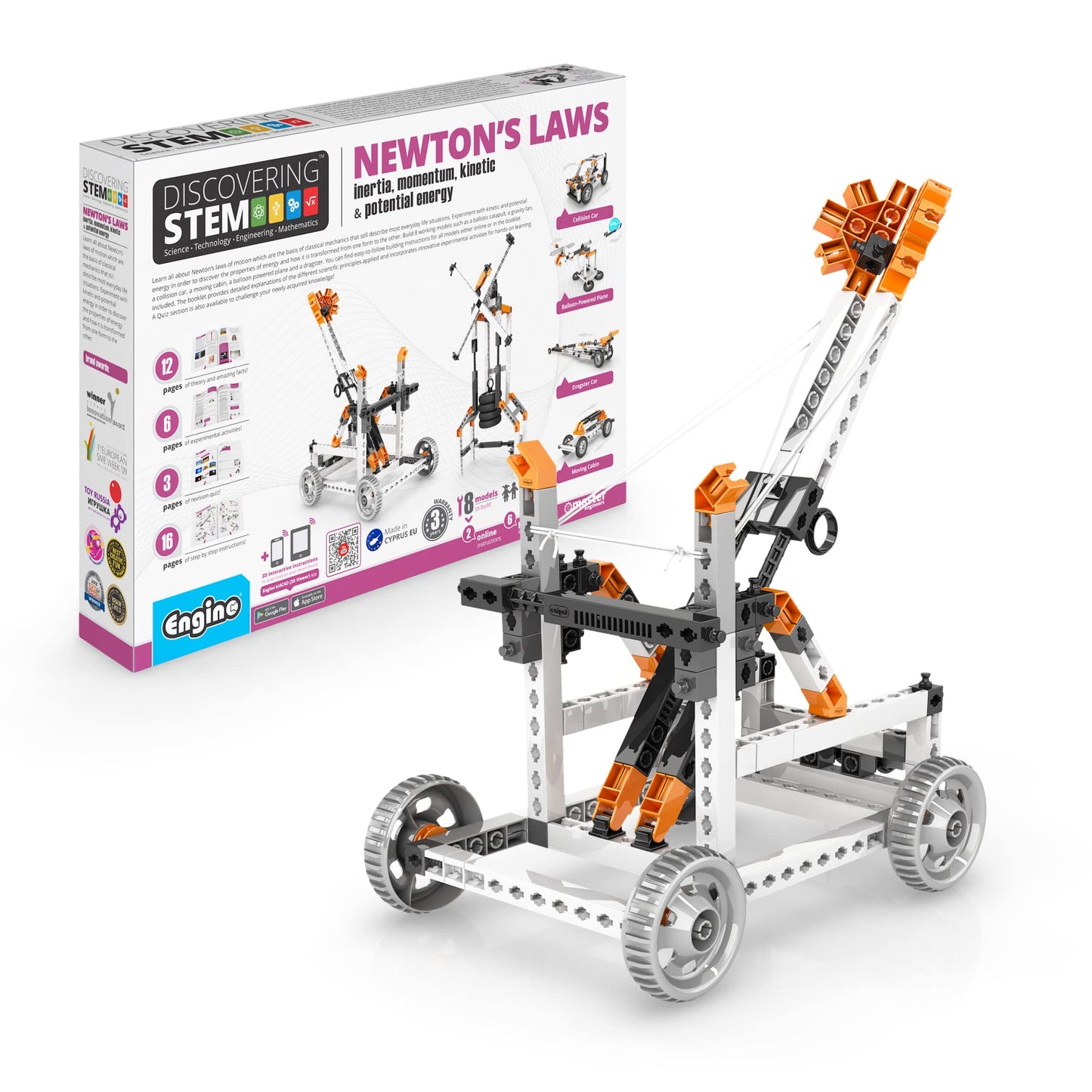 Engino STEM Kit: Newton's Laws & Energy — 8 Models for Kids 9+