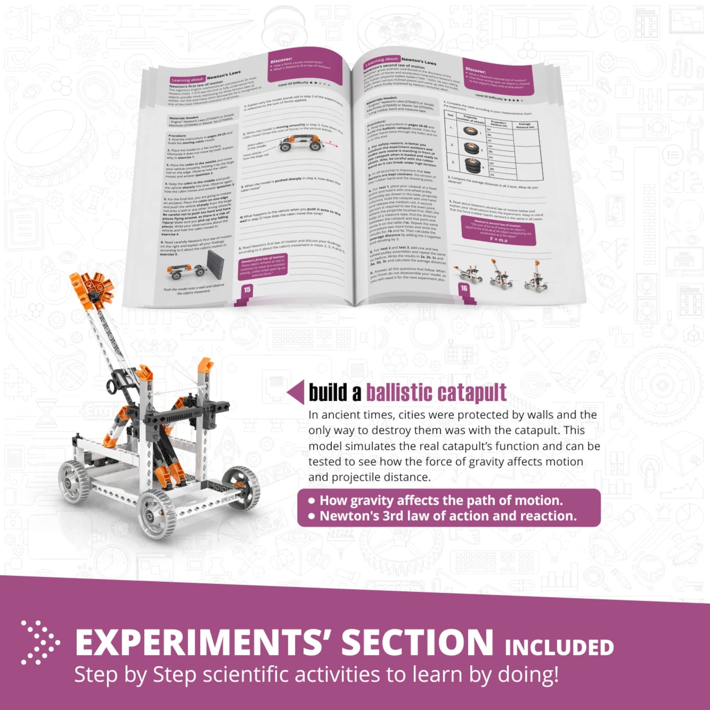 Engino STEM Kit: Newton's Laws & Energy — 8 Models for Kids 9+