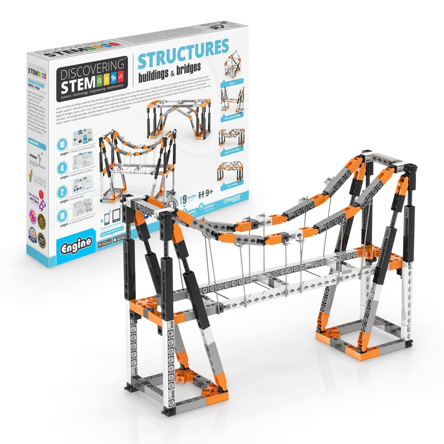 Engino STEM Toys - Structures & Bridges Building Kit for Kids 9+ (9 Models)
