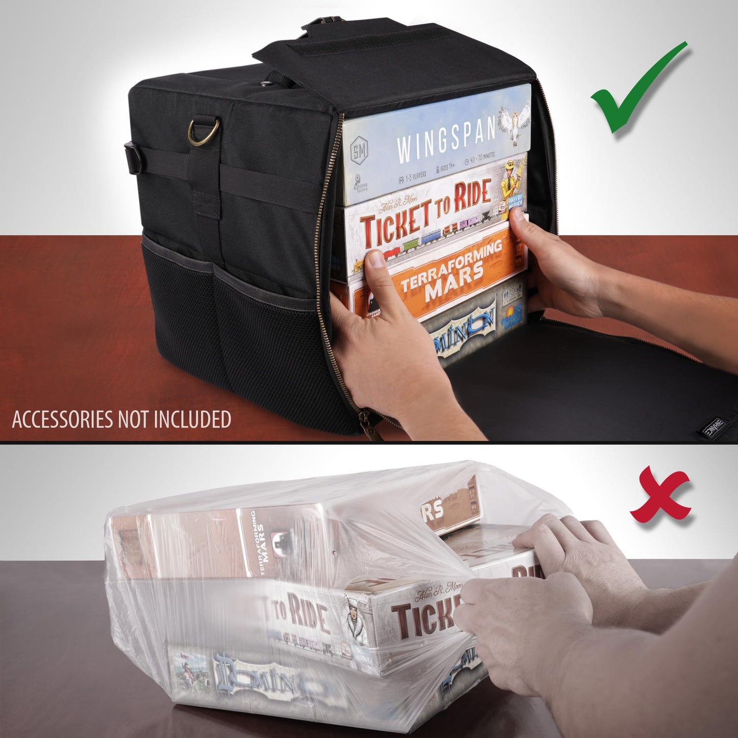 ENHANCE Board Game Shoulder Bag – Reinforced Storage, Padded Strap & Accessory Pockets