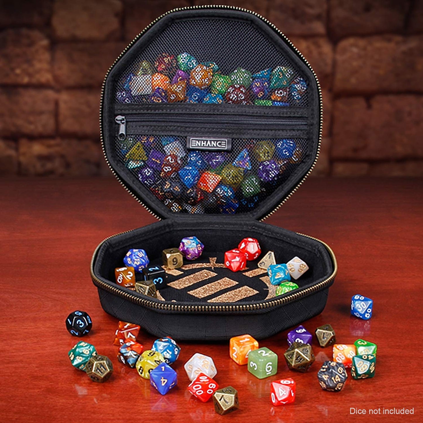 ENHANCE DND Dice Tray and Case – Holds 150+ Dice, Rugged Hard Shell, Soft Interior | Game Night Ready
