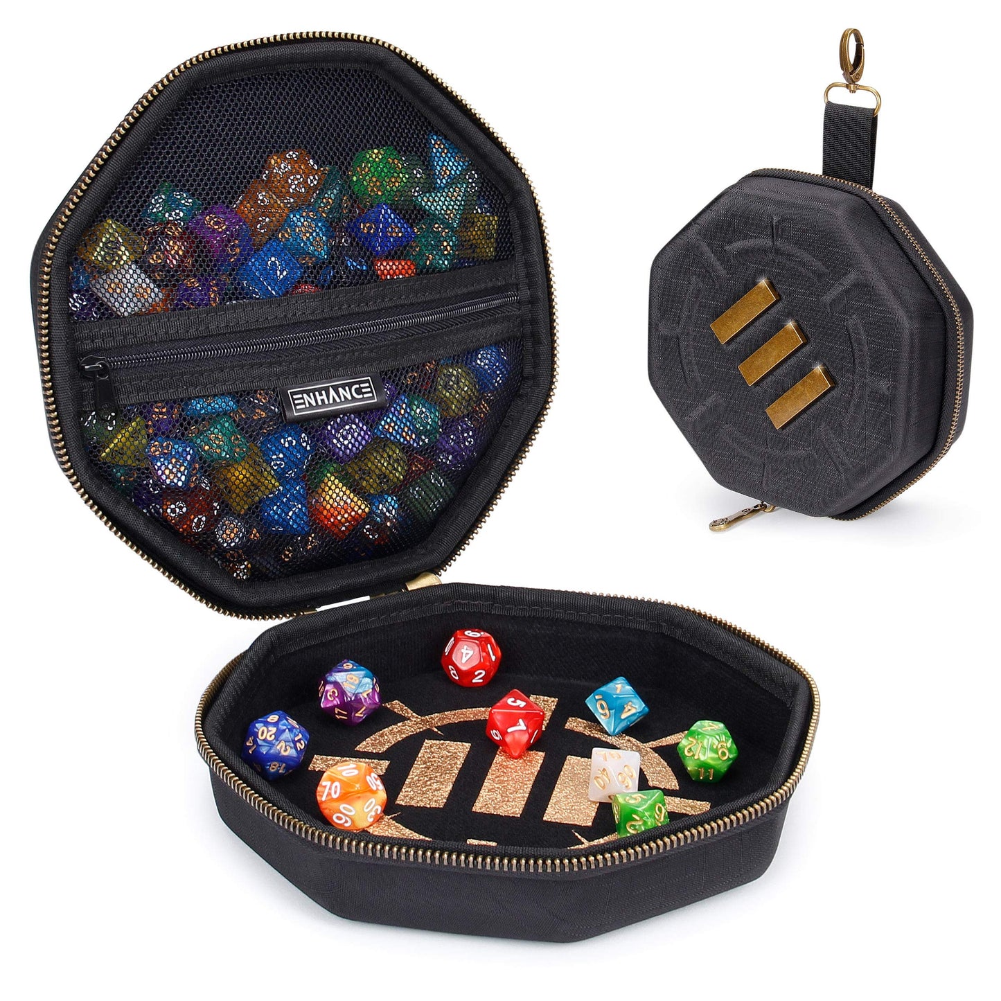 ENHANCE DND Dice Tray and Case – Holds 150+ Dice, Rugged Hard Shell, Soft Interior | Game Night Ready
