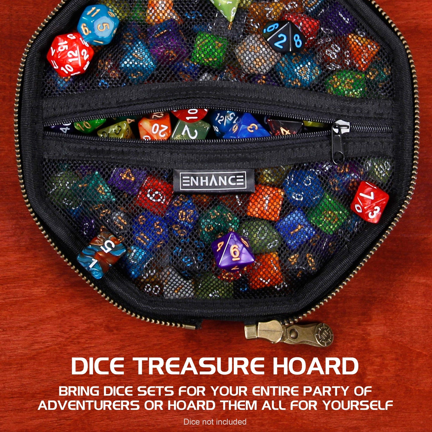 ENHANCE DND Dice Tray and Case – Holds 150+ Dice, Rugged Hard Shell, Soft Interior | Game Night Ready
