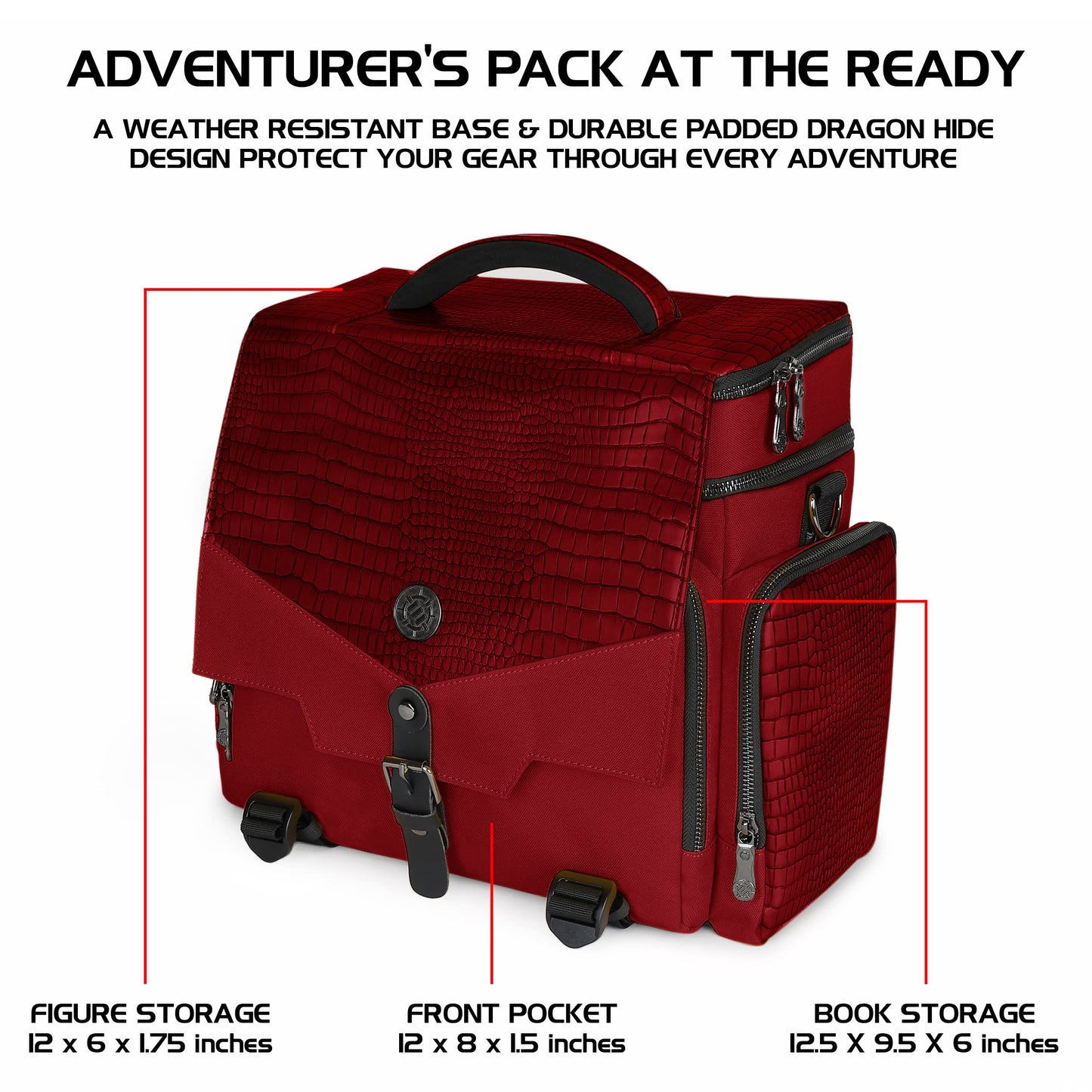 ENHANCE Collector's Edition RPG Adventurer's DnD Bag — Dragon Hide Exterior, 4-8 Book Capacity, 28mm Miniatures