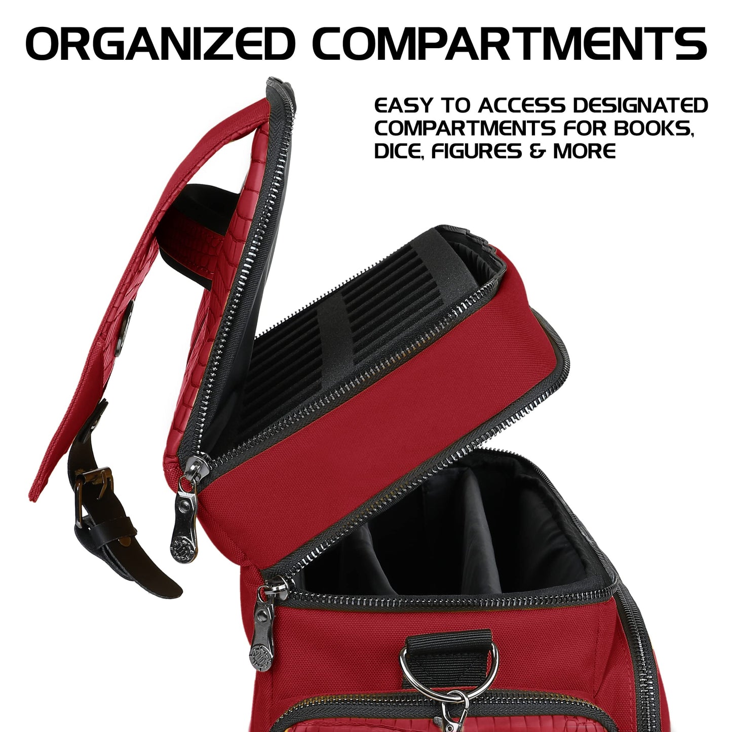 ENHANCE Collector's Edition RPG Adventurer's DnD Bag — Dragon Hide Exterior, 4-8 Book Capacity, 28mm Miniatures