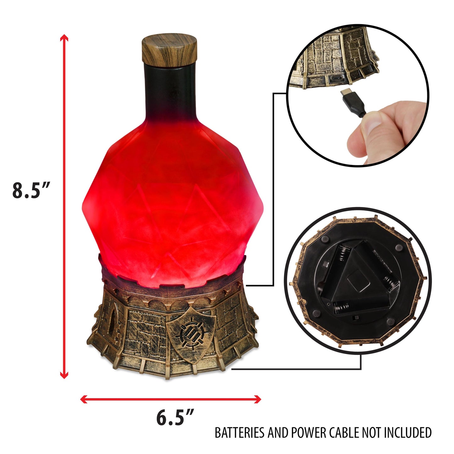 ENHANCE Gaming Sorcerer's Health Potion Light — Red Elixir Mood Bottle for RPG Immersion