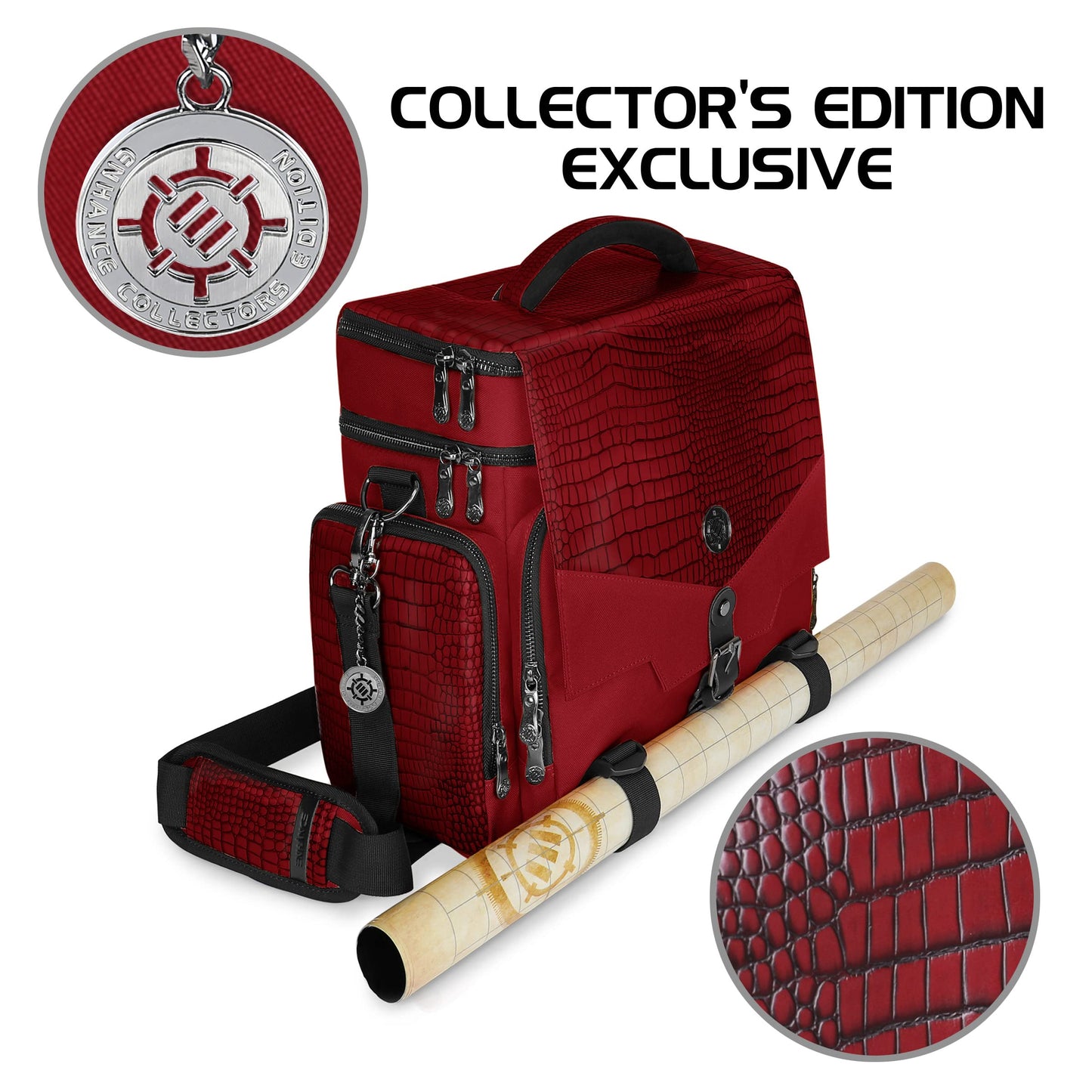 ENHANCE Collector's Edition RPG Adventurer's DnD Bag — Dragon Hide Exterior, 4-8 Book Capacity, 28mm Miniatures