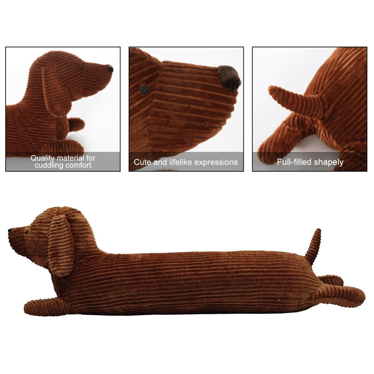 Enhopty 43-Inch Giant Dachshund Plush Pillow – Large Hugging Pillow for Kids and Home Decor