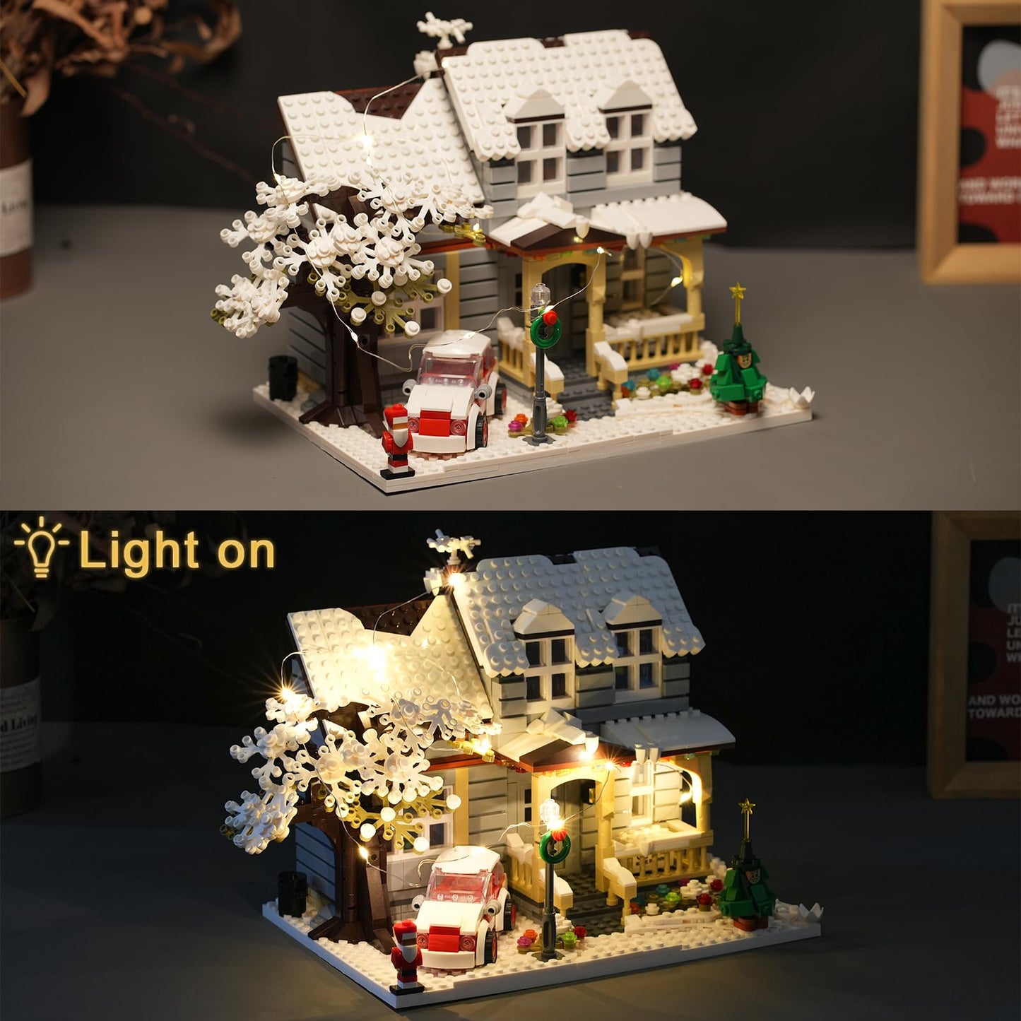 ENJBRICK Snow Cabin Village Building Set - 1378 Pcs, Lego Compatible