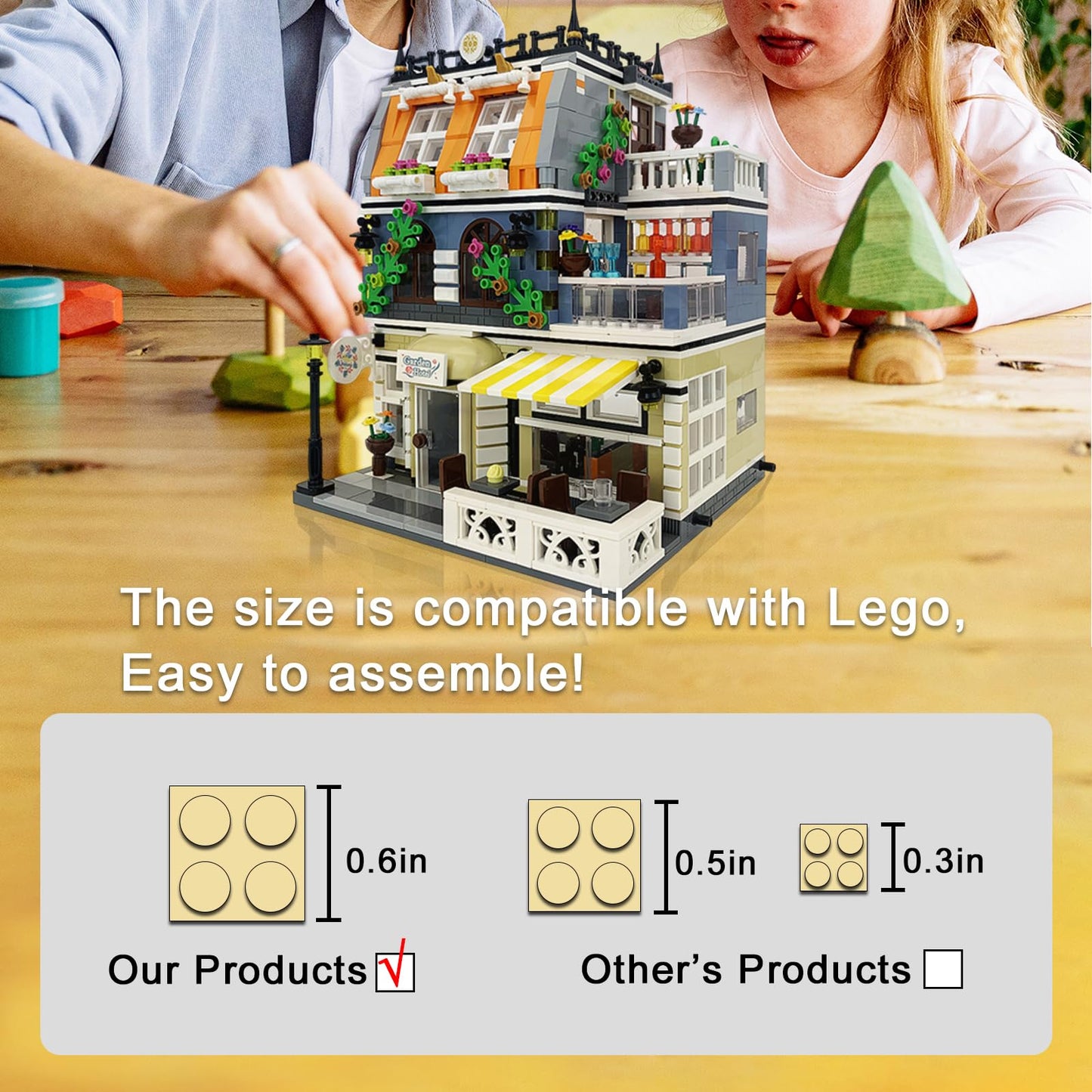 ENJBRICK Garden Hotel Assembly Square Building Kit — 1284 PCS | Collectible Display Toy